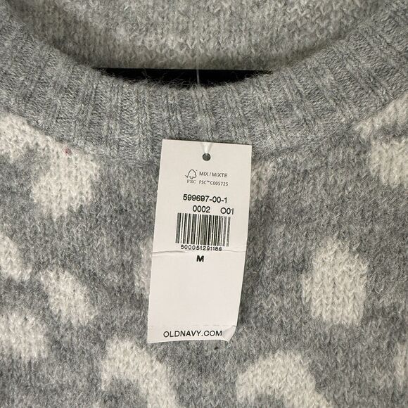 New Old Navy Sweater Women's Medium Grey Cheetah Print Crew Neck - Picture 4 of 9